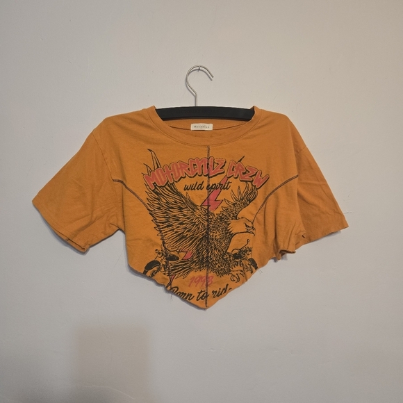 ocassion Tops - Occasion Orange Graphic Cropped Tee